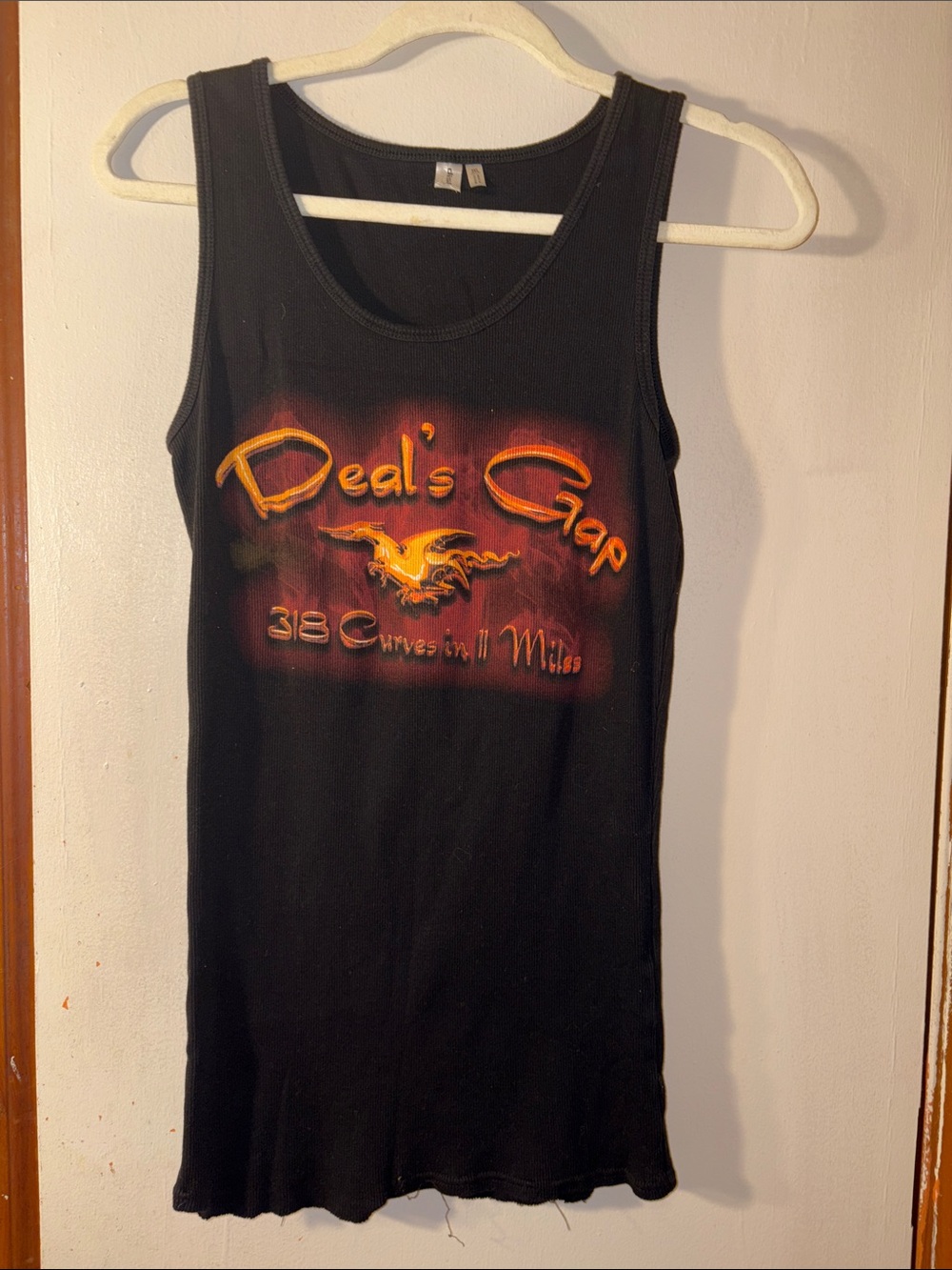 Black Graphic Tank Top with Orange Logo